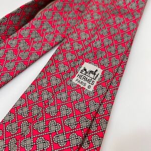 Hermes Silk Rope Hearts Tie Red